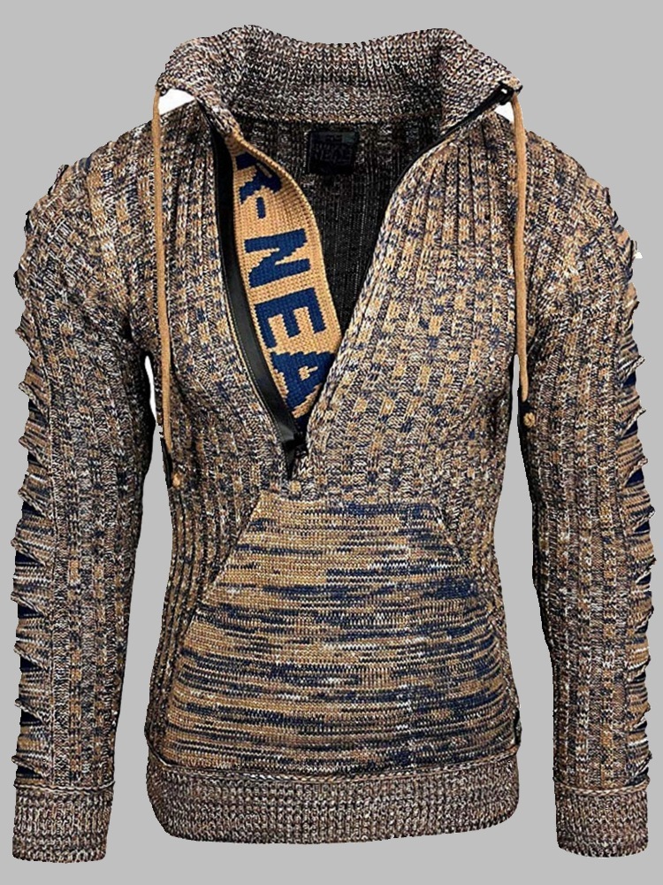 Men’s Distressed Knit Pullover#1 Best Slim Urban Streetwear - Image 4