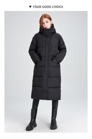 Women’s Oversized Long Quilted Puffer Coat with Funnel Neck