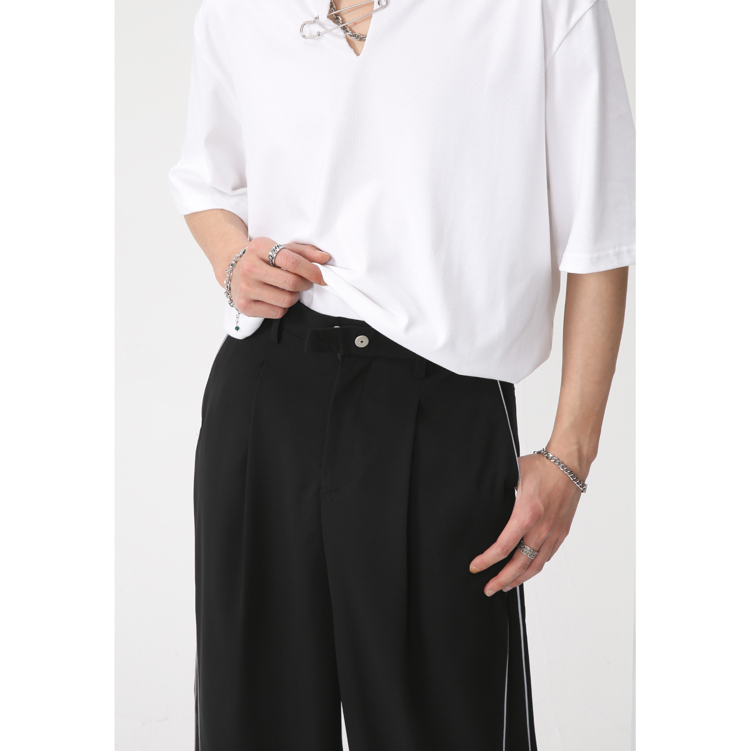 Men’s Baggy Straight-Leg Pants - Loose Fit Side-Stripe Streetwear Trousers - Image 9