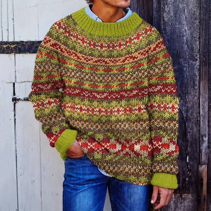 Men's Fair Isle Crewneck Pullover Sweater - Image 9