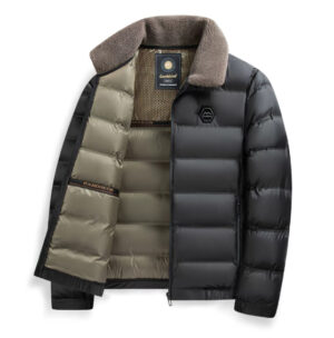 Men's Heavyweight Quilted Winter Coat - Warm Fleece Lined