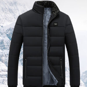 Men’s Winter Fleece-Lined Puffer Jacket – Thermal Quilted Coat