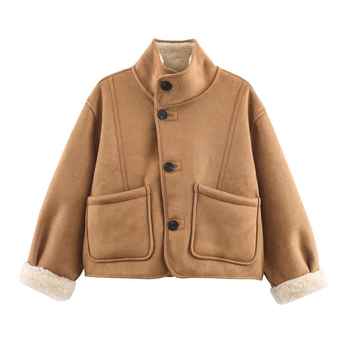 Women's Reversible Faux Shearling & Suede Loose Fit Jacket - Image 3