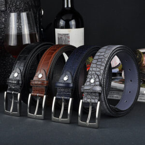 Luxe Men's Embossed Crocodile Leather Belt