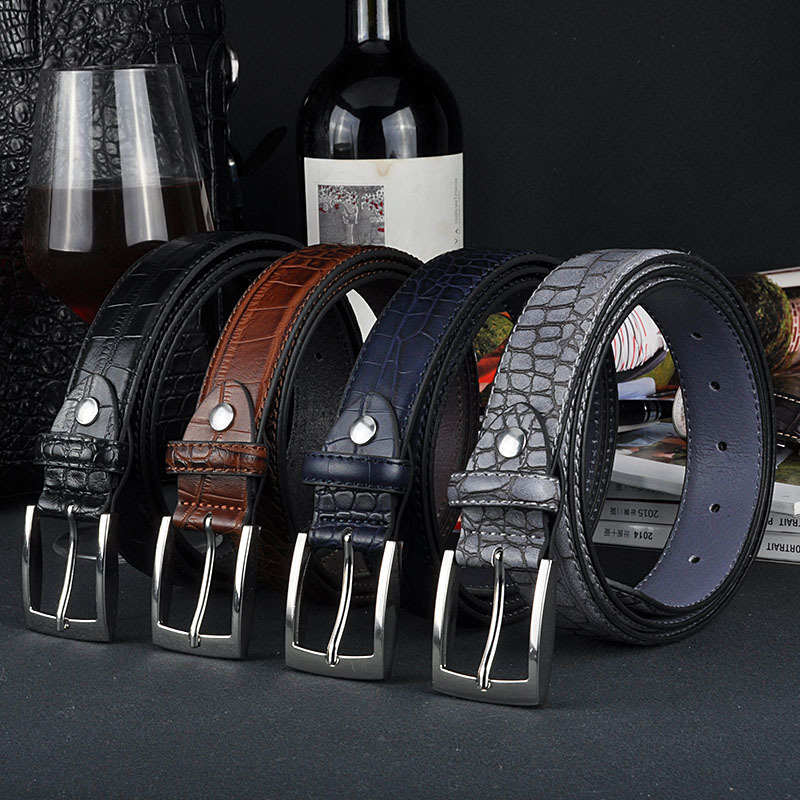 Luxe Men's Embossed Crocodile Leather Belt