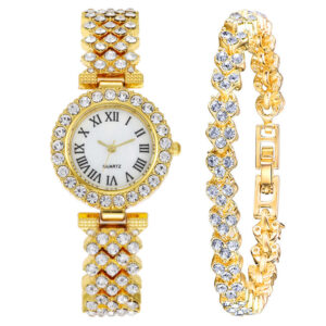 Elegant Women's Bracelet Watch Set - Luxury Quartz Chronograph & Roman Numeral Dial with Premium Gift Box