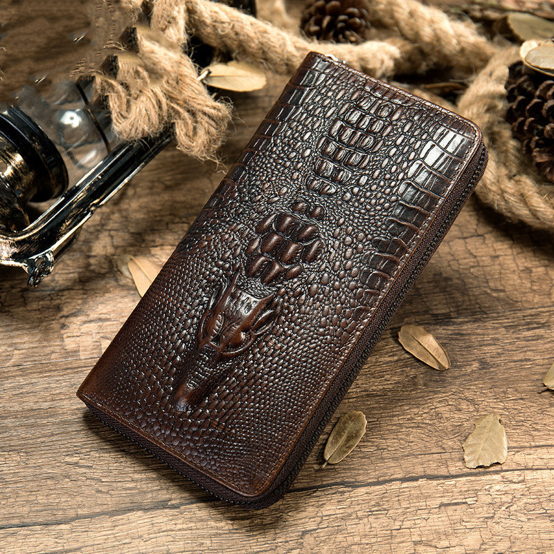Luxury 3D Gator Print Leather Wallet for Men - Business Travel Clutch