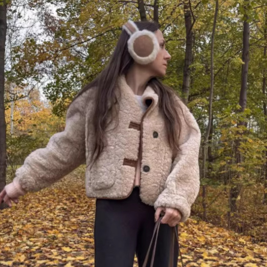 Women's Reversible Faux Shearling & Suede Loose Fit Jacket - Image 6