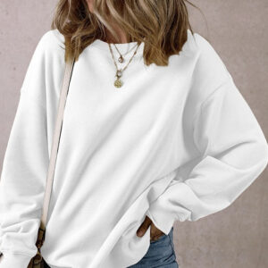 Women's Oversized Sweatshirt: Essential Cozy Loose Fit Crewneck with Pockets