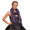 Royal purple jacquard pattern Scarf, Regal Textured Scarf, Luxe look for evening wear.