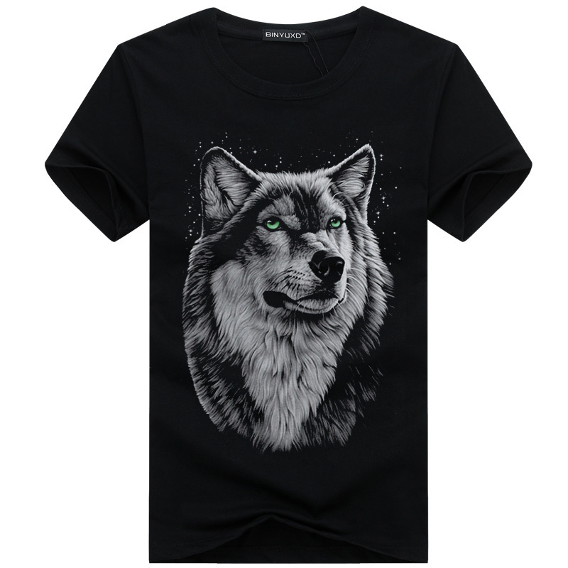 Men's Wolf Graphic Cotton Crewneck T-Shirt - Image 2
