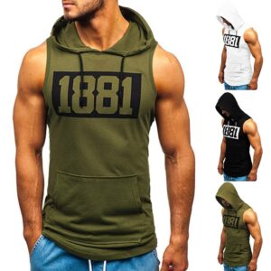 Men's Graphic Sleeveless Hooded Gym Vest – Slim Fit Athletic Muscle Tank