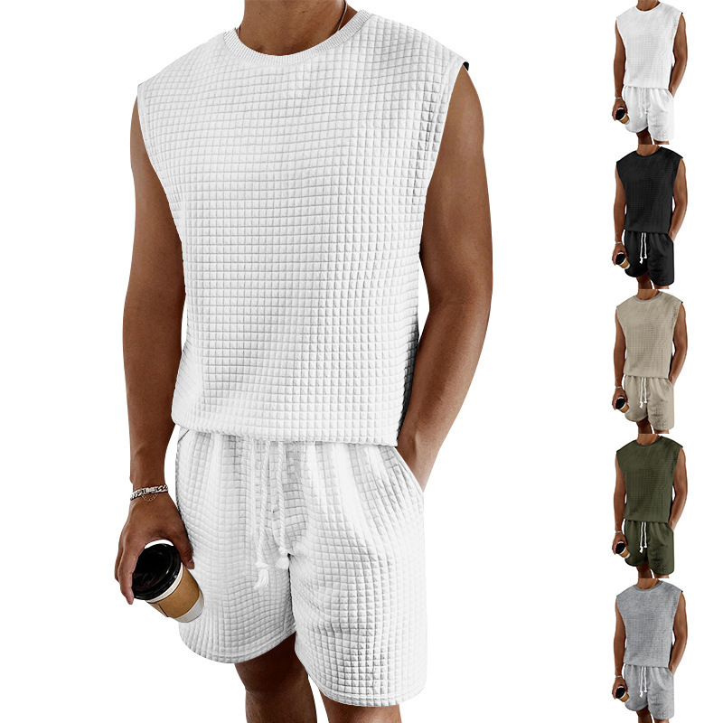 Men's Textured 2-Piece Short Set | Sleeveless Summer Streetwear - Image 4
