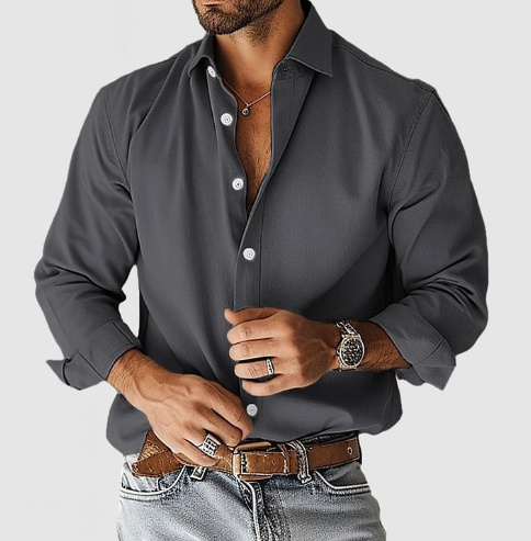 Men's Classic Long Sleeve Button-Down Shirt | Everyday Casual Stretch Fit - Image 2