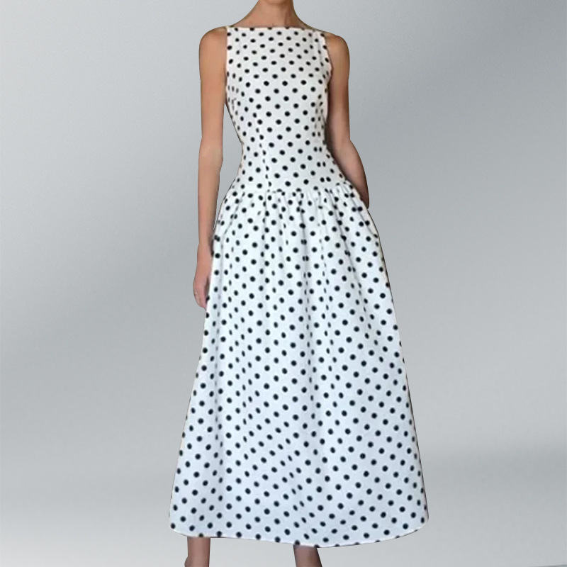 Gorgeous Polka Dot A Line Midi Dress | Timeless White Silhouette