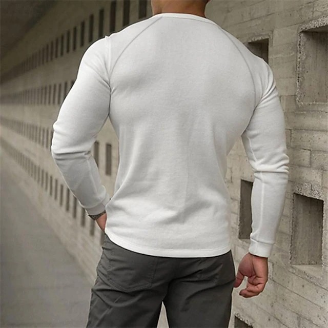 Men's Casual Raglan Henley – Long Sleeve Cotton Blend Pullover - Image 5