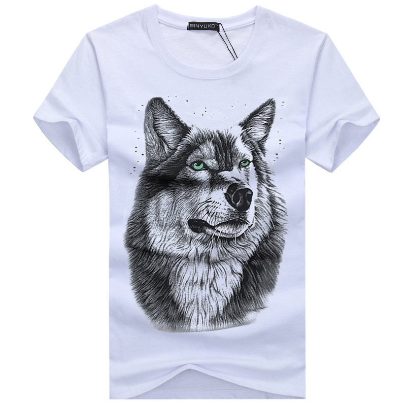Men's Wolf Graphic Cotton Crewneck T-Shirt - Image 3