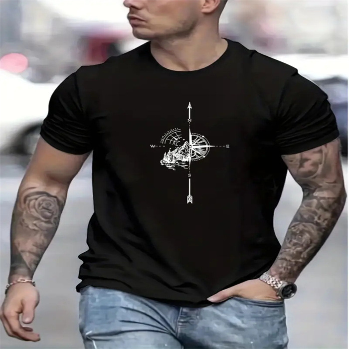 Men's Casual Graphic Print T-Shirt Lightweight Crewneck Top - Image 2