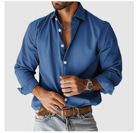 Men's Classic Long Sleeve Button-Down Shirt | Everyday Casual Stretch Fit - Image 7
