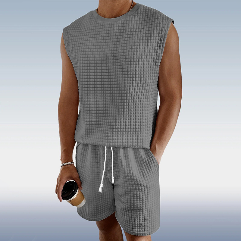 Men's Textured 2-Piece Short Set | Sleeveless Summer Streetwear - Image 9