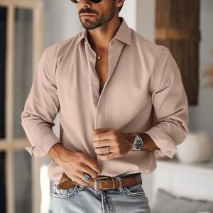 Men's Classic Long Sleeve Button Down Shirts | Everyday Casual Stretch Fit