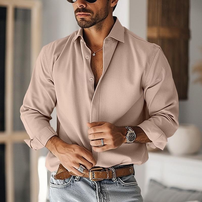 Men's Classic Long Sleeve Button Down Shirts | Everyday Casual Stretch Fit