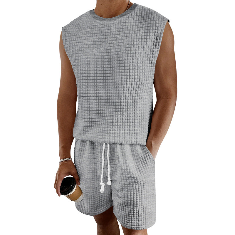 Men's Textured 2-Piece Short Set | Sleeveless Summer Streetwear - Image 2