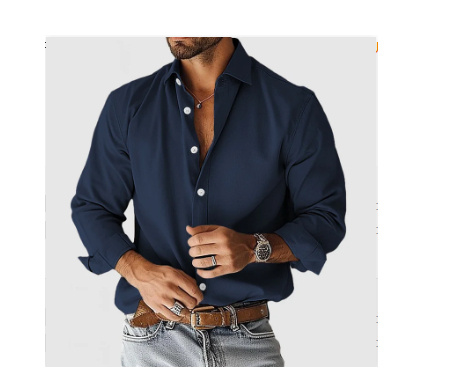 Men's Classic Long Sleeve Button-Down Shirt | Everyday Casual Stretch Fit - Image 9