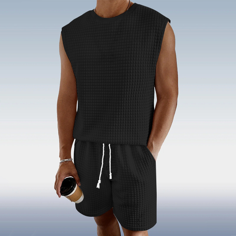 Men's Textured 2-Piece Short Set | Sleeveless Summer Streetwear - Image 3