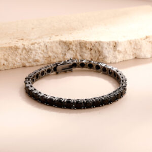Midnight Onyx Tennis Bracelet – 14K Gold Plated Luxury