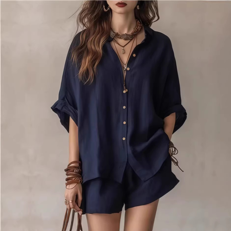 Women's Oversized Ramie Button-Down Shirt — Relaxed Linen-Look Summer Top - Image 3