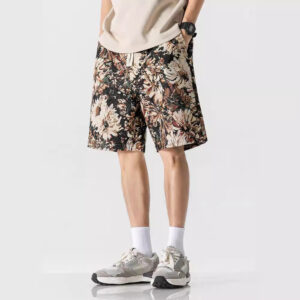 Men's Floral Shorts | Retro Boho Drawstring 5" Inseam Casual Shorts | Summer Streetwear