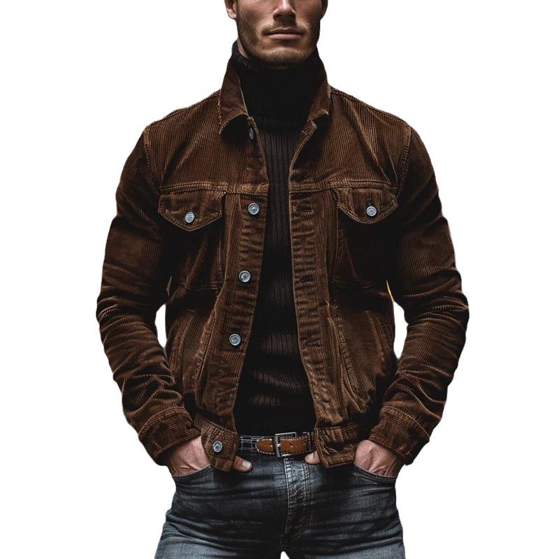 Men's Corduroy Trucker Jacket — Classic Fit Button-Up Shirt Jacket - Image 4