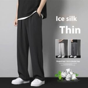 Men’s Wide Leg Trousers – Lightweight Relaxed Fit