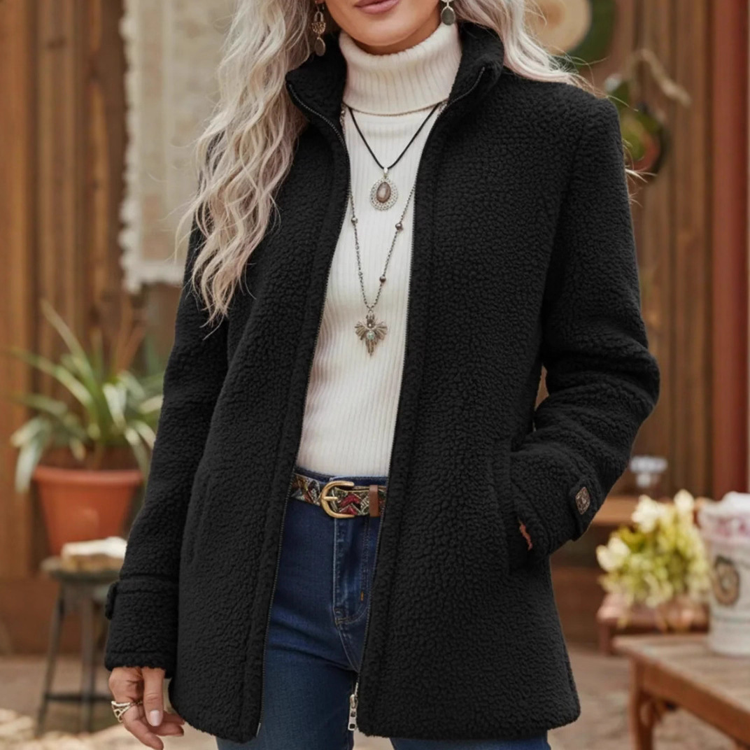 Women's Sherpa Fleece Jacket - Zip Up Teddy Coat with Pockets - Cozy Winter Outwear - Image 4