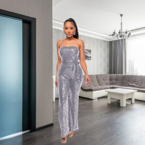 Women's jumpsuit — Sleeveless Tube Top Glitter Party Romper