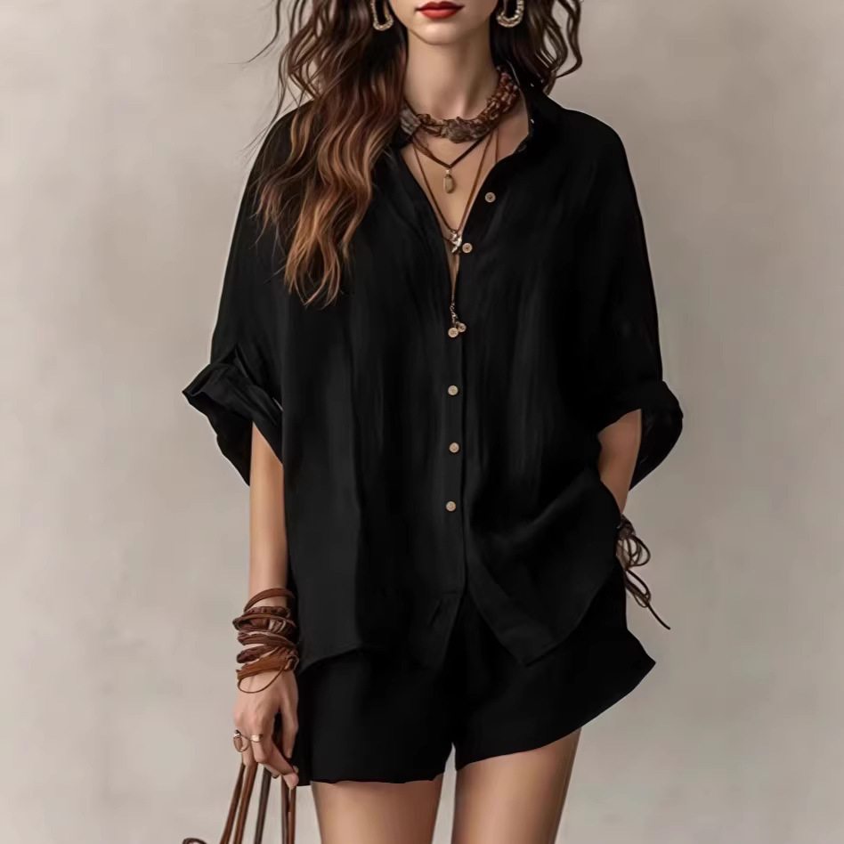 Women's Oversized Ramie Button-Down Shirt — Relaxed Linen-Look Summer Top - Image 2
