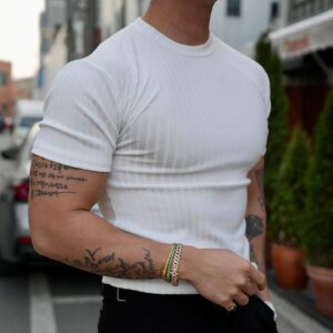Men’s Muscle Tee – Athletic Slim Fit Crew Neck