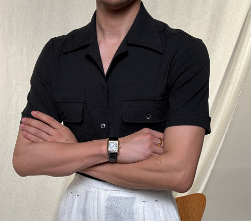 #1 Must-Have Men's Breathable Cotton Blend Shirt – Stylish Slim Fit Textured Resort Shirt with 2 Pockets - Image 10