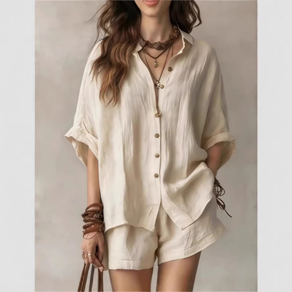 Women's Oversized Ramie Button-Down Shirt — Relaxed Linen-Look Summer Top - Image 5
