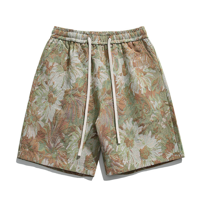 Men's Floral Tapestry Shorts | Retro Boho Drawstring 5" Inseam Casual Shorts | Summer Streetwear - Image 3
