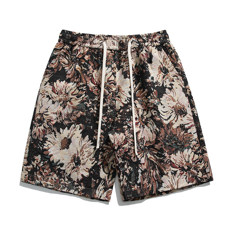 Men's Floral Tapestry Shorts | Retro Boho Drawstring 5" Inseam Casual Shorts | Summer Streetwear - Image 4