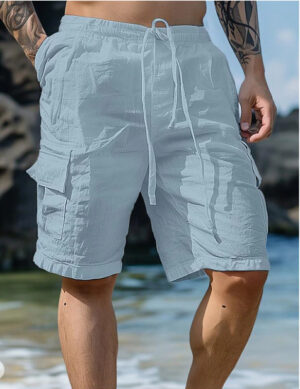 Men’s Linen Blend Cargo Shorts – Trendy Summer Essential