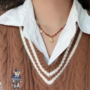 red agate beaded necklace