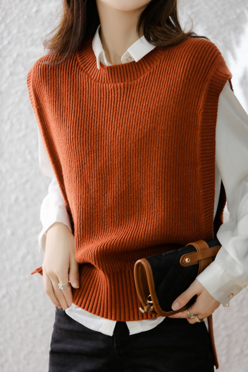 Women's Ribbed Knit Sweater Vest — Oversized Cozy Layering Pullover - Image 3