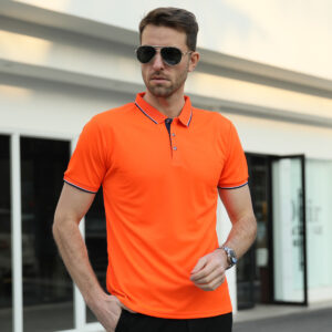 Men's Moisture-Wicking Polo Shirt | Dry-Fit Short Sleeve Sports Golf Shirt | Contrast Trim | Multi-Color