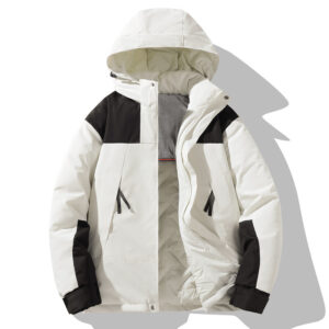 Men's Winter Puffer Jacket | Heavyweight Padded Windproof Coat | Color Block Hooded Design | Plus Size