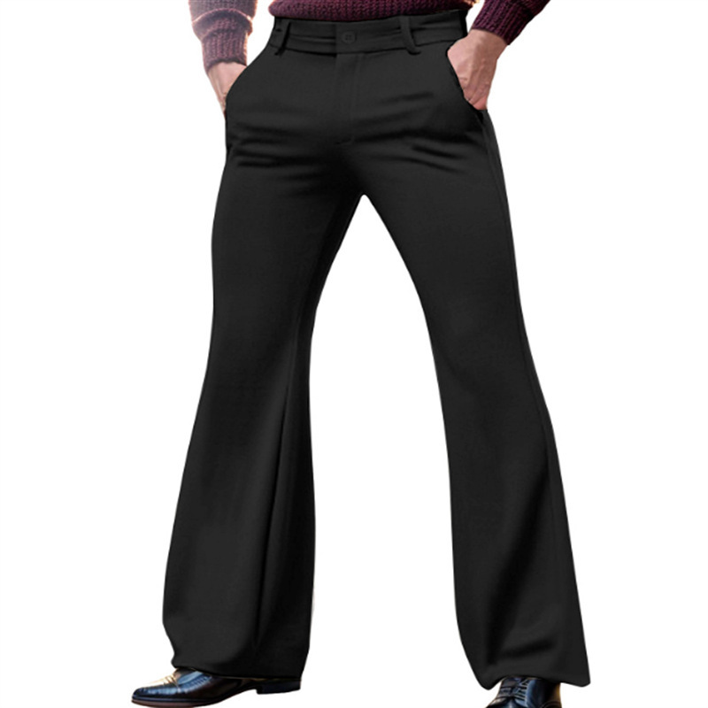 Men's Vintage 70s Style Flare Leg Dress Pants – Slim Fit Bell Bottom Formal Trousers – Business Professional Woven Slacks - Image 10