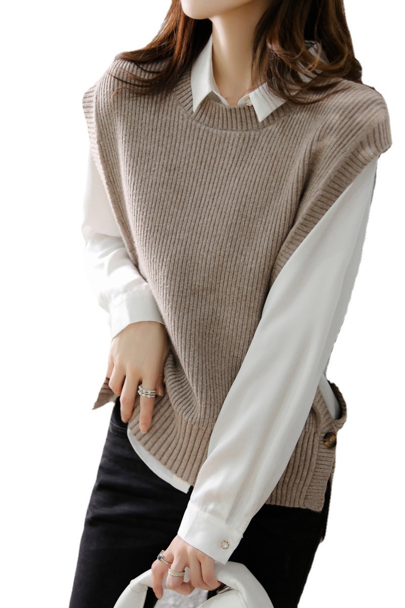Women's Ribbed Knit Sweater Vest — Oversized Cozy Layering Pullover - Image 7