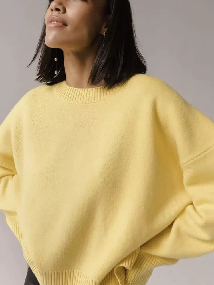 Women's Oversized Crew Neck Wool Knit Sweater - Image 9